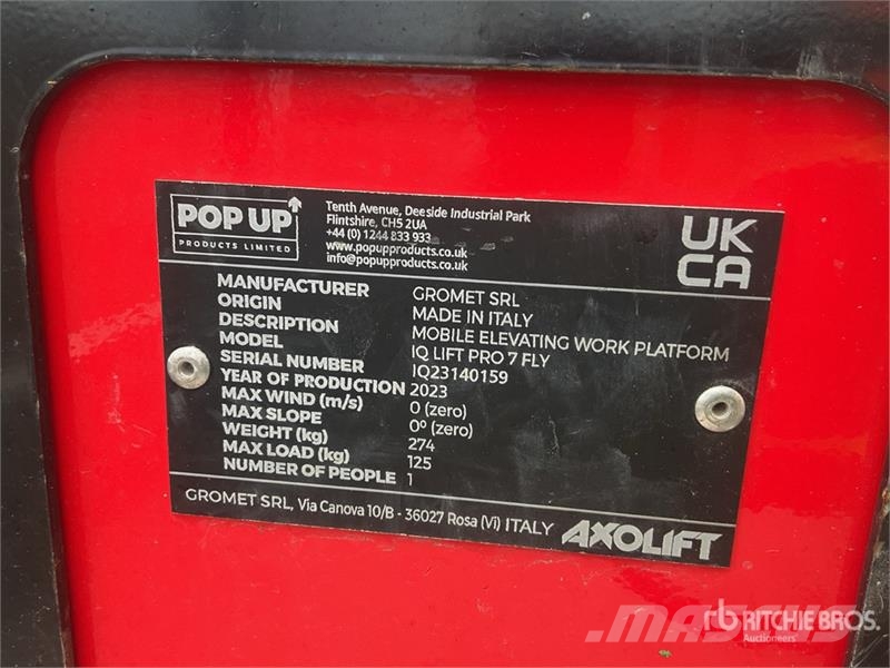 Pop Up IQ Lift Pro 7 Vertical Mast Lift Személyemelők