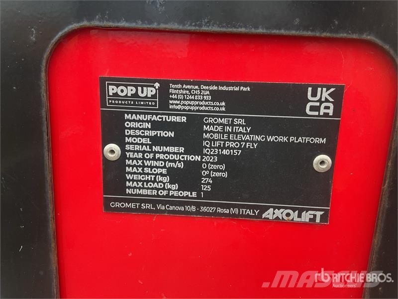 Pop Up IQ Lift Pro 7 Vertical Mast Lift Vertikālie pacēlāji