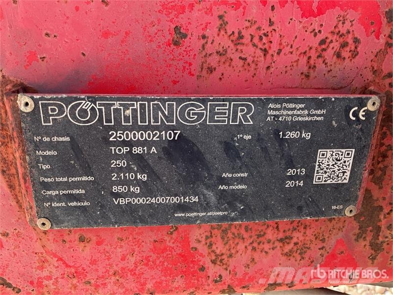 Pöttinger Eurotop 881A Rotary Hay Rake Rakes and tedders