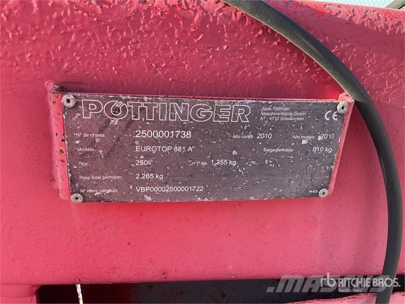 Pöttinger Eurotop 881A Rotary Rake Attachment Rakes and tedders