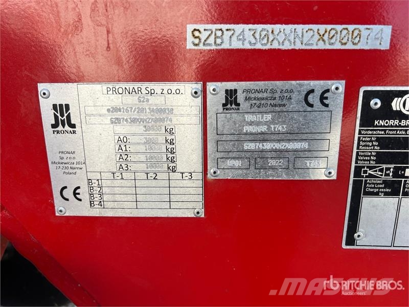 Pronar T743 Tri/A Agricultural Trailer (Unused) Weitere Anhänger