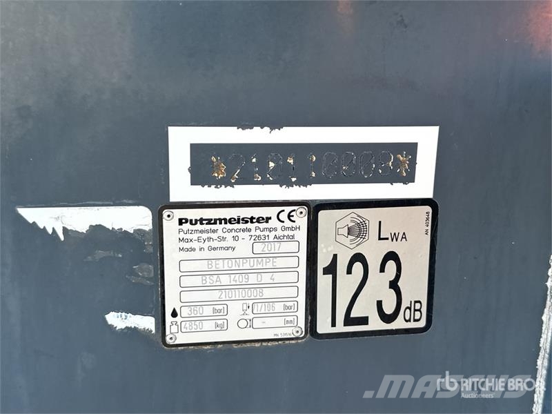 Putzmeister BSA 1409 D4 Mobile Concrete Pump Concrete pump trucks