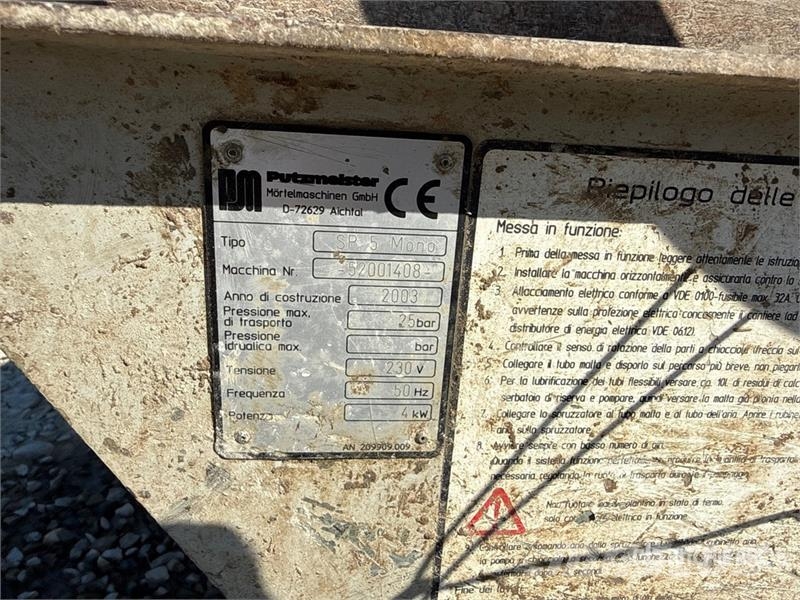 Putzmeister Sp 5 Mono Plastering Machine Други компоненти