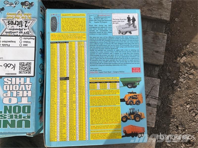 Quantity of (1) Pallets of Puncture Safe Tyre Seal Other components