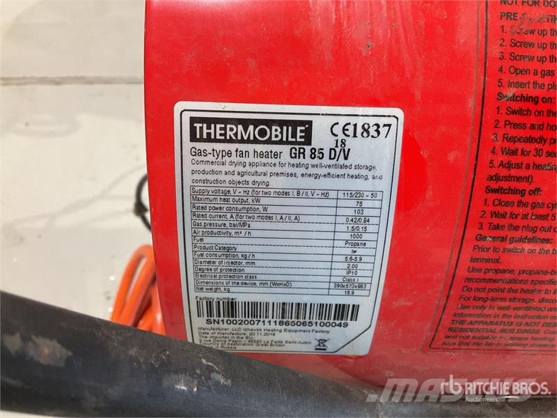 Quantity of (2) Thermobile GR85 Space Heater Sildīšanas un atkausēšanas iekārtas