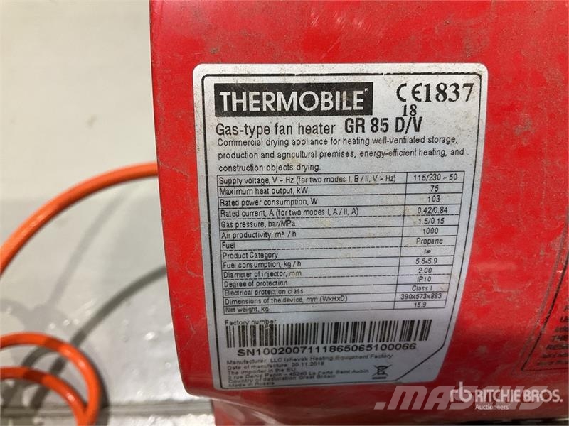 Quantity of (2) Thermobile GR85 Space Heater Sildīšanas un atkausēšanas iekārtas