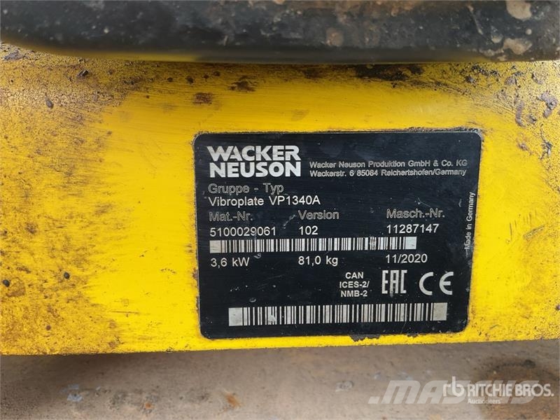 Quantity of (3) 2020 Wacker Neuson VP130A Vibrator Vibratori