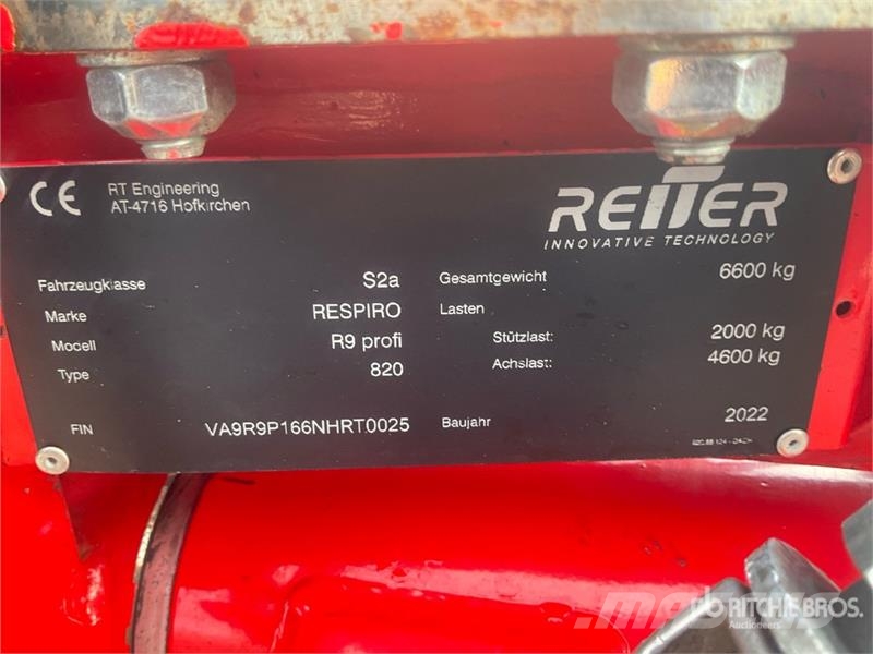 Reiter Respiro R9 Profi 9000 mm 2-Point 2 Hay Rake Obracače a zhrabovače sena