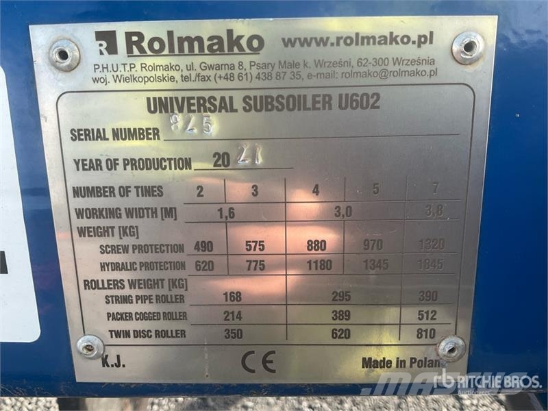 Rolmako Subsoiler U602 Cultivator زراعات