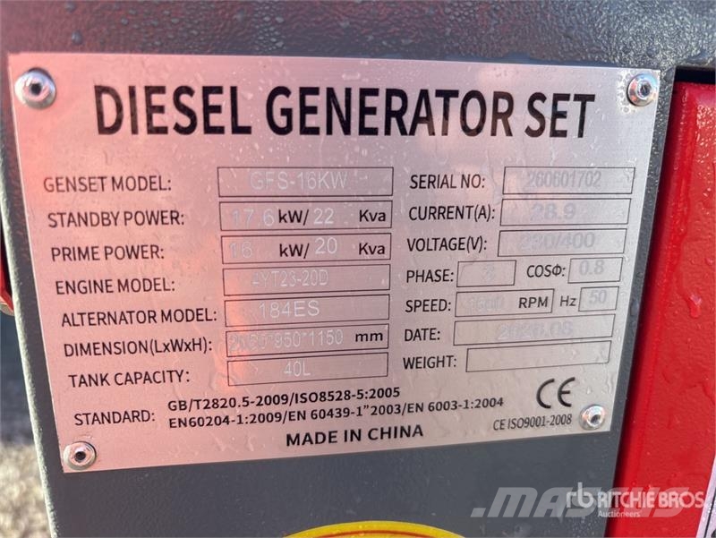 Roter Sturm GFS-16KW Skid-Mounted Generator Set (U ディーゼル発電機