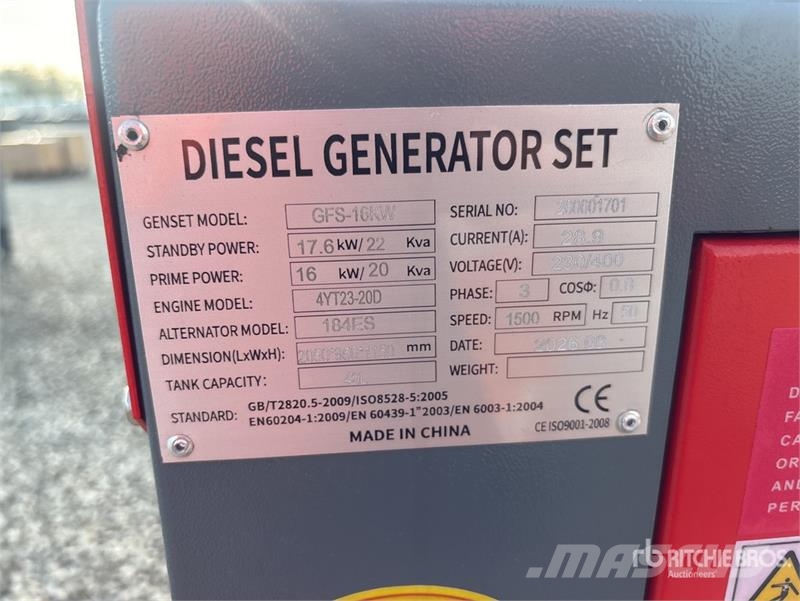 Roter Sturm GFS-16KW Skid-Mounted Generator Set (U ディーゼル発電機
