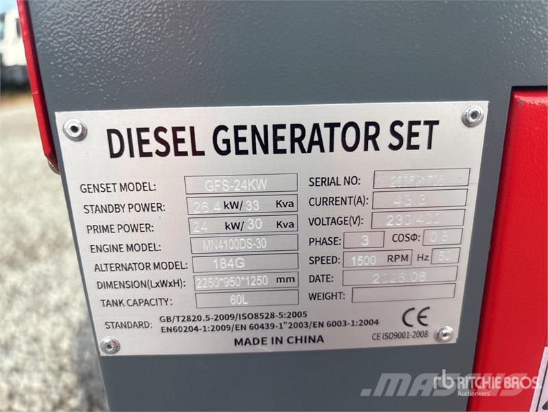 Roter Sturm GFS-24KW ATS 24KW/30KVA 3P/50Hz, MN41 ディーゼル発電機