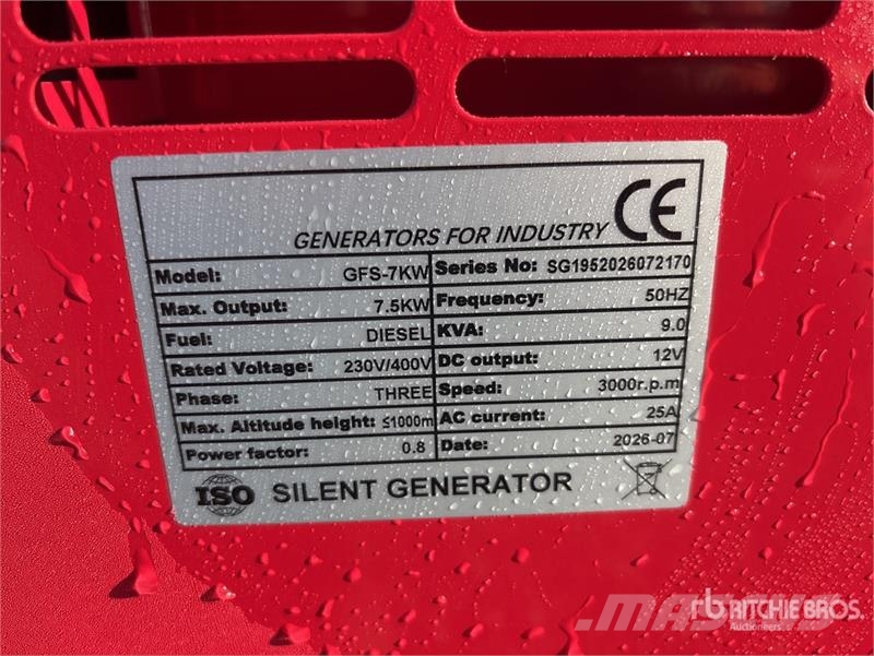  Roter Sturm GFS-7KW Portable Generator Set (Unused Autres générateurs