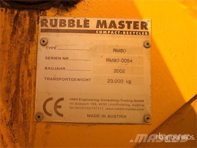Rubble Master RM80 Tracked Concasseur Screen Plant Osztályozó berendezések