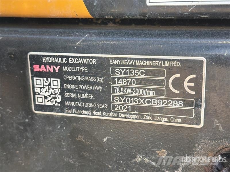 Sany SY135C Escavadeiras de esteiras