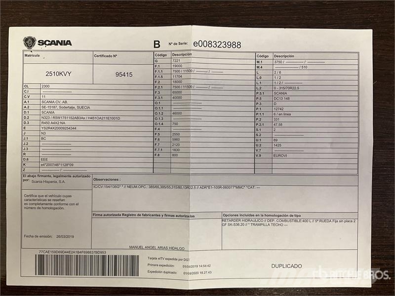 Scania R450 4x2 S/A Sleeper Truck Tractor 中古トラクターヘッド | トレーラーヘッド