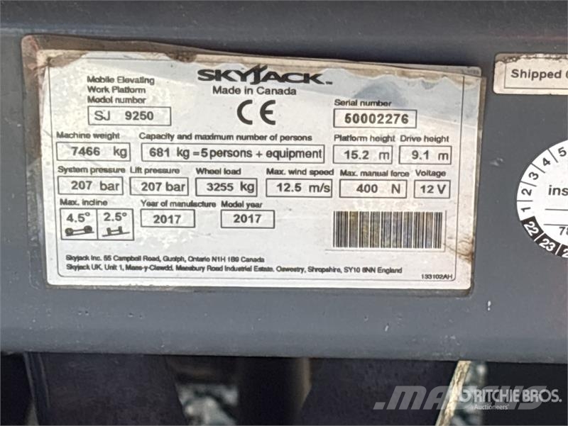 SkyJack 9250RT 4x4 Diesel Scissor Lift Scheren-Arbeitsbühnen