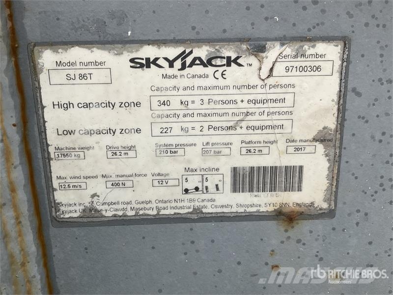 SkyJack SJ86T 4WD Diesel Telescopic Boom Lift Teleskopiskie pacēlāji