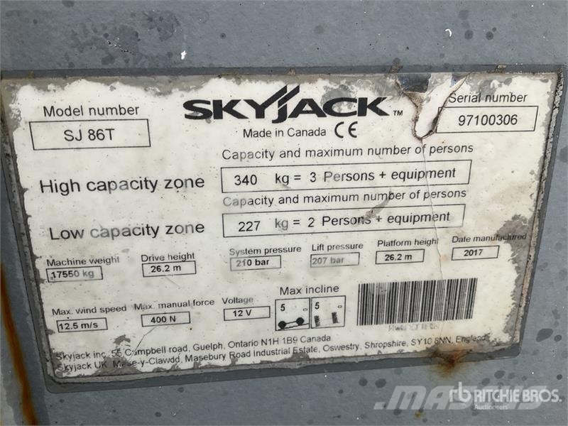 SkyJack SJ86T 4WD Diesel Telescopic Boom Lift Teleskopiskie pacēlāji