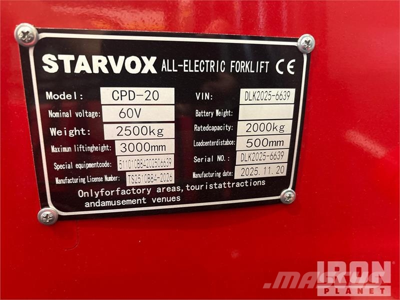 STARVOX CPD-20 Electric Forklift (Unused) Elektrostapler