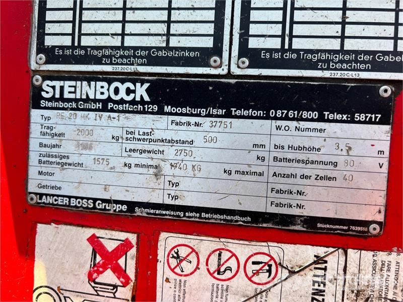 Steinbock RE20 MKIV-A 2000 kg Electric Forklift شاحنات ذات رافعات شوكية تعمل بالكهرباء