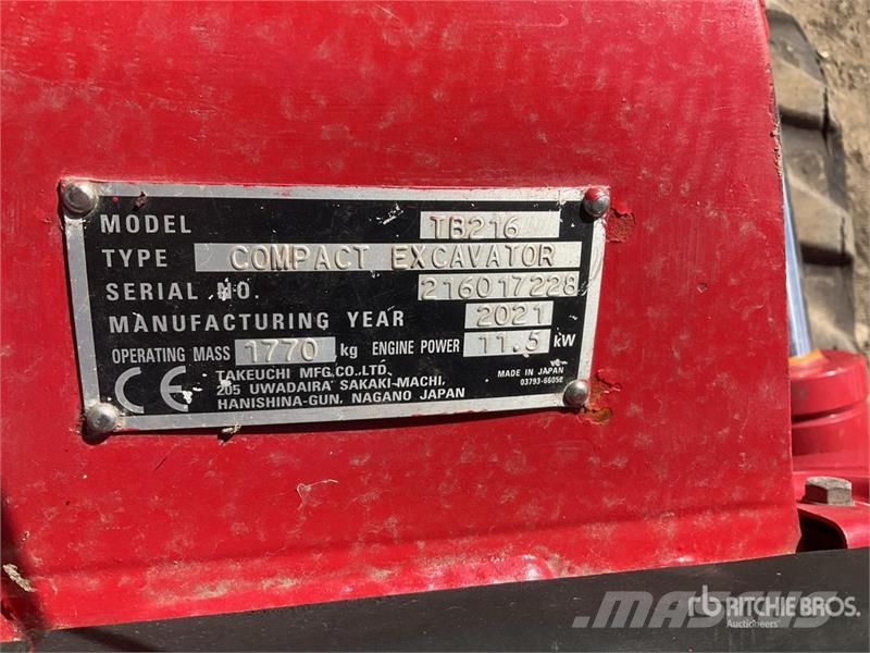 Takeuchi TB216 Mini kotrók < 7t