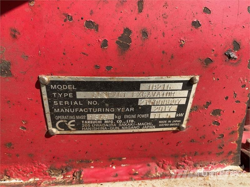 Takeuchi TB216 Mini bagri <7t