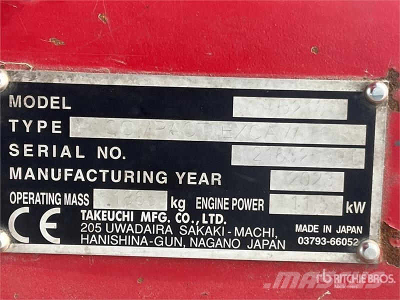 Takeuchi TB216 Εκσκαφάκι (διαβολάκι) < 7t