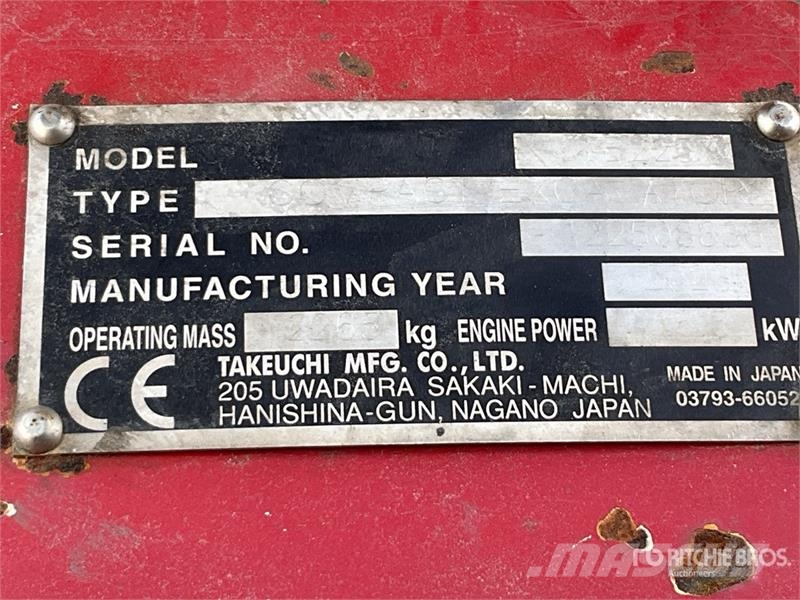Takeuchi TB225 Canopy Mini Excavator Εκσκαφάκι (διαβολάκι) < 7t