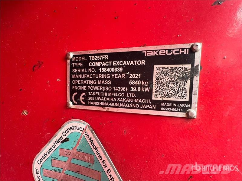 Takeuchi TB257FR Mini-Pelle Mini Excavator Mini bagri <7t