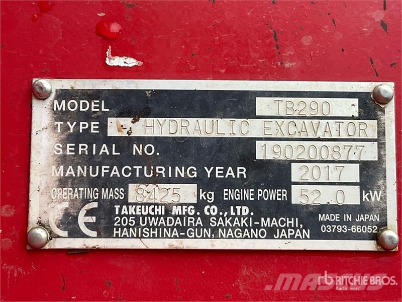 Takeuchi TB290 Mini excavators < 7t (Mini diggers)