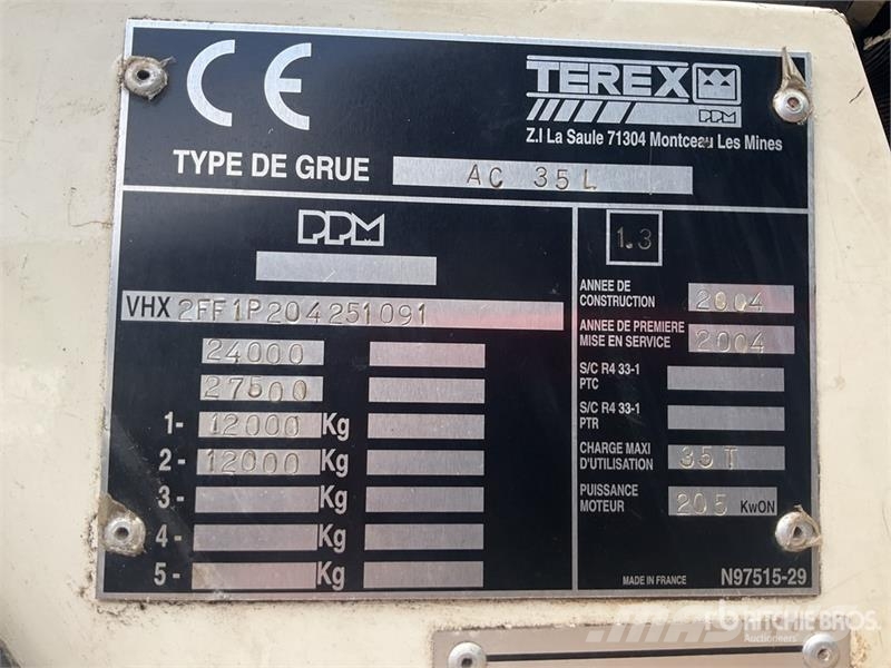 Terex AC35L 35000 kg 4x4 All Terrain Crane Allterreng kraner