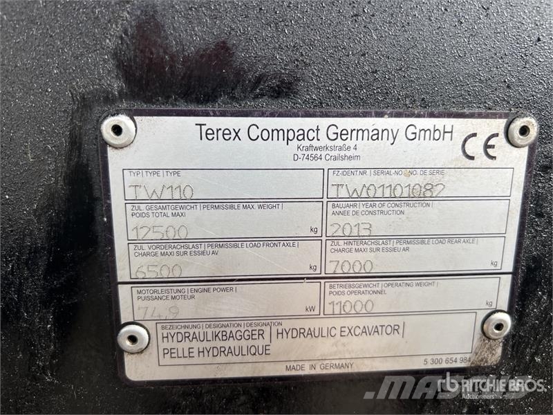 Terex TW110 Pelle De Manutention Wheel Material Handler معدات البناء - غير ذلك