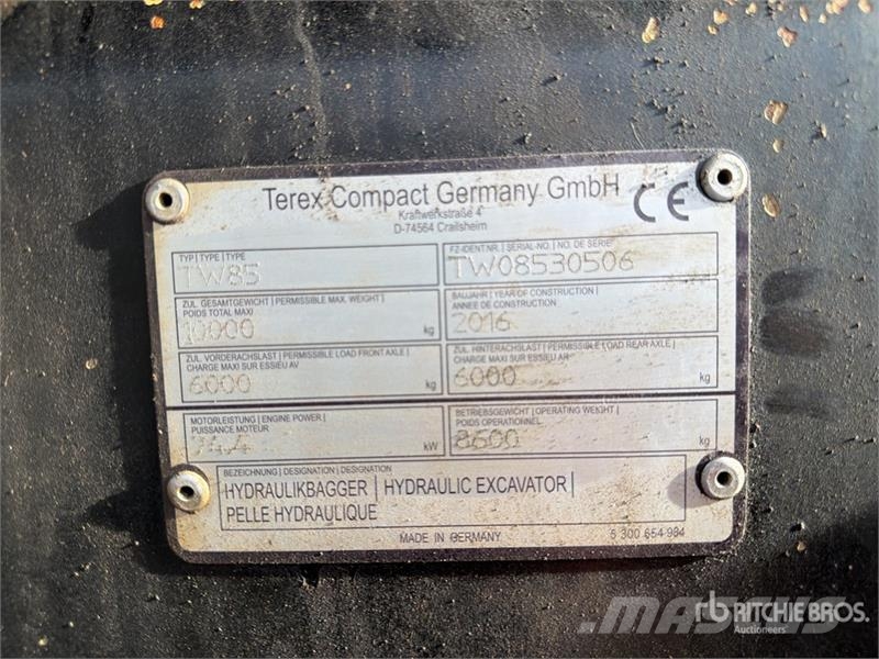 Terex TW85 Pelle À Pneu Wheel Excavator حفارات بعجل