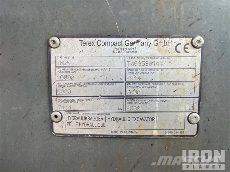 Terex TW85 Wheel Excavator Ratasekskavaatorid