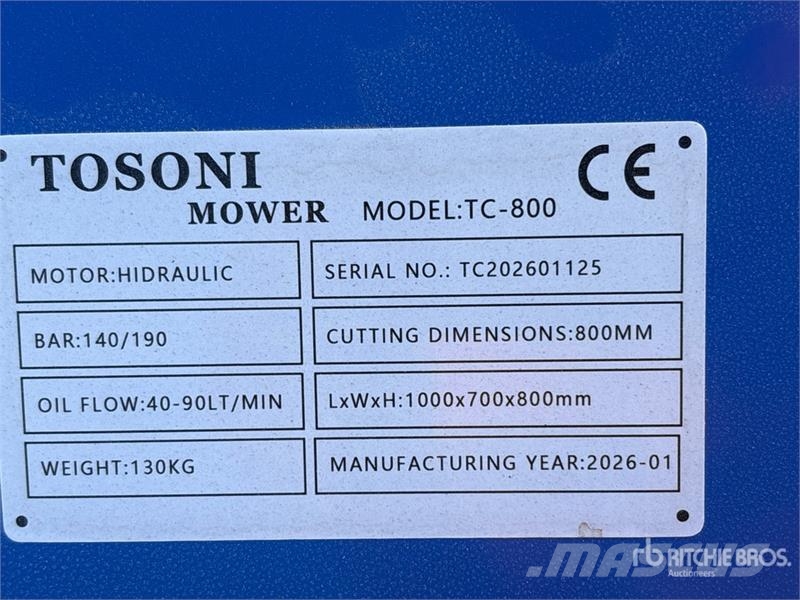  Tosoni TC-800 Mini Excavator Flail Mower (Unused) Çayir biçme makinalari