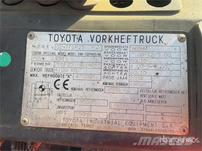 Toyota 02-7FDF25 2500 kg Forklift Heftrucks overige