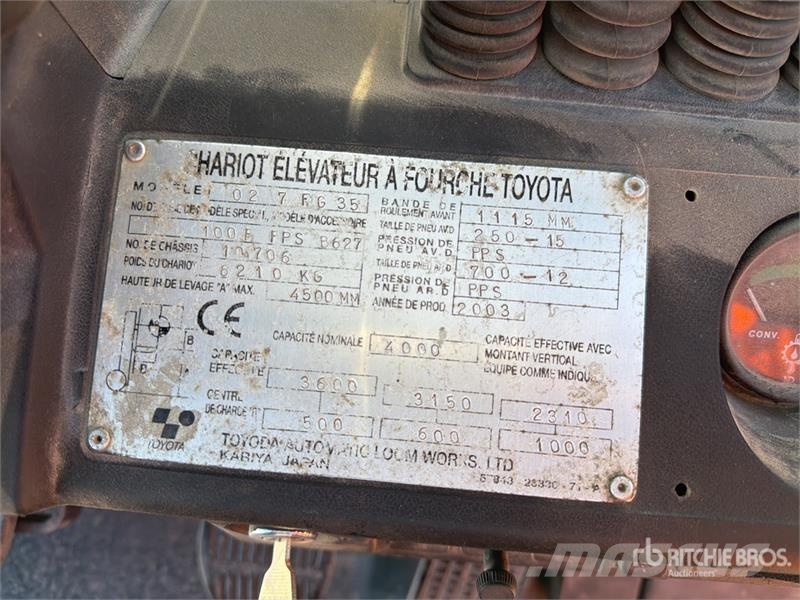 Toyota 02-7FG35 4000 kg Chariot Elevateur Forklift (Inope 堆高機(叉車)-其他
