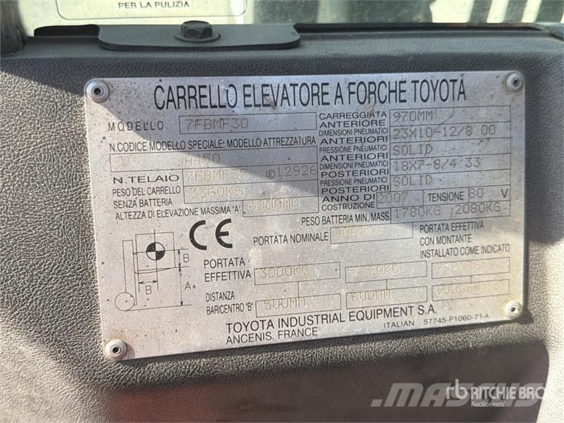Toyota 7-FBMF-30 3000 kg Electric Forklift Electric forklifts