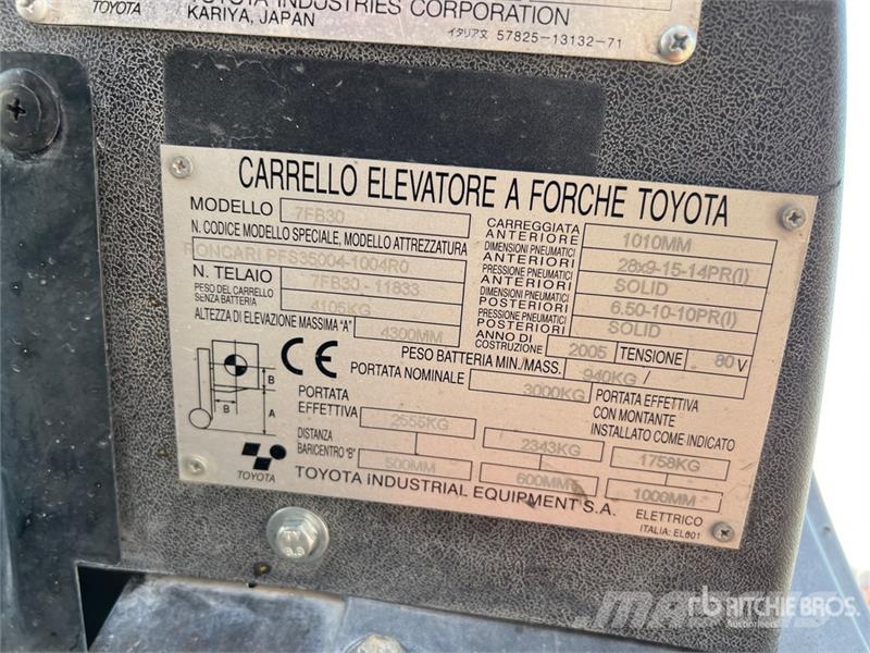 Toyota 7FB30 3000 kg Electric Forklift شاحنات ذات رافعات شوكية تعمل بالكهرباء