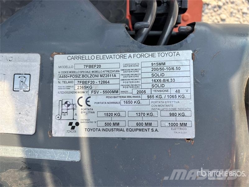 Toyota 7FBEF20 2000 kg Electric Forklift Carretillas de horquilla eléctrica