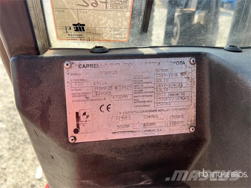 Toyota 7FBMF25 2500 kg Electric Forklift (Inoperable) شاحنات ذات رافعات شوكية تعمل بالكهرباء