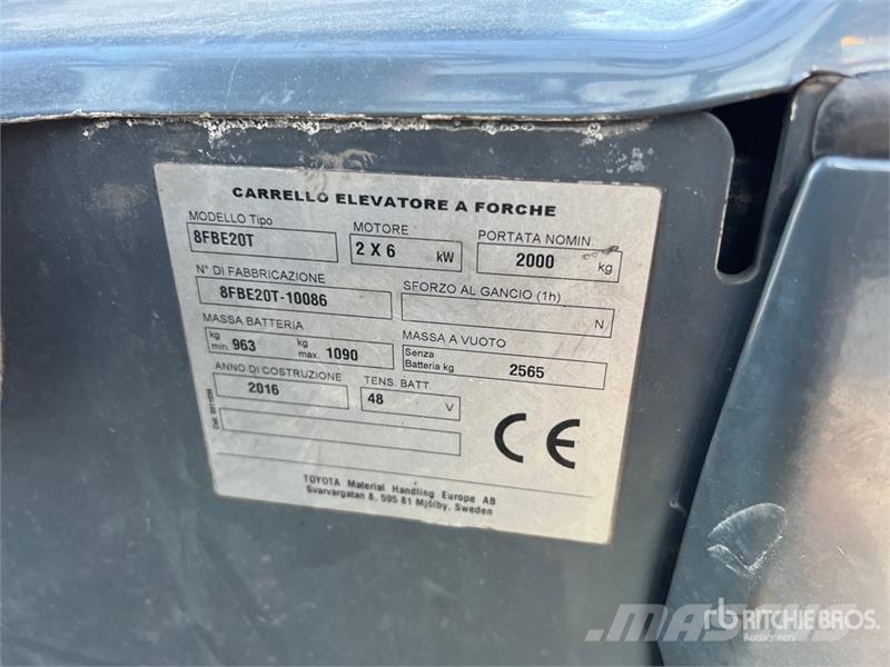 Toyota 8FBE20T 1500 kg Electric Forklift Elmotviktstruckar