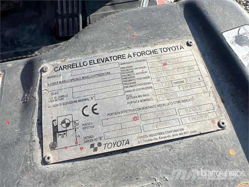 Toyota 8FBET16 1600 kg Electric Forklift Elektritõstukid