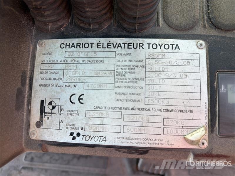 Toyota 8FGF15 1500 kg Chariot Elevateur Forklift Montacargas - otros