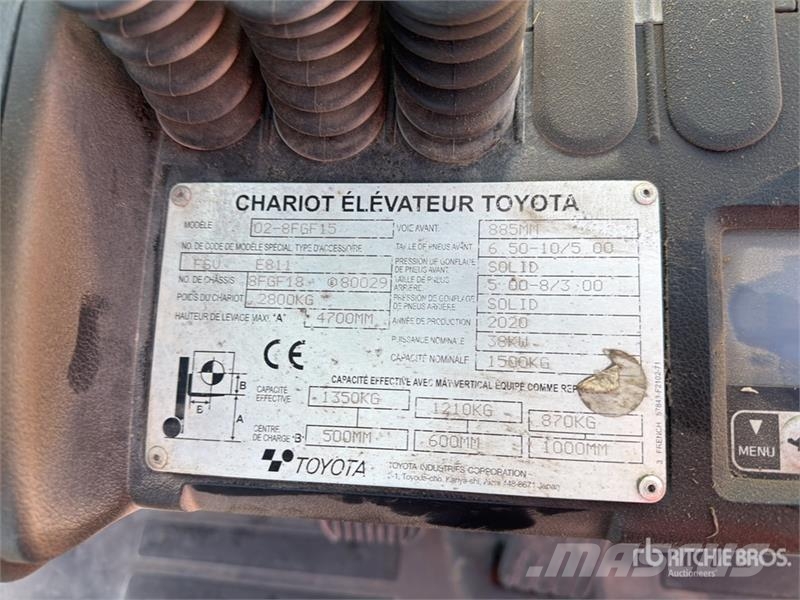 Toyota 8FGF15 1500 kg Chariot Elevateur Forklift (Inopera Montacargas - otros