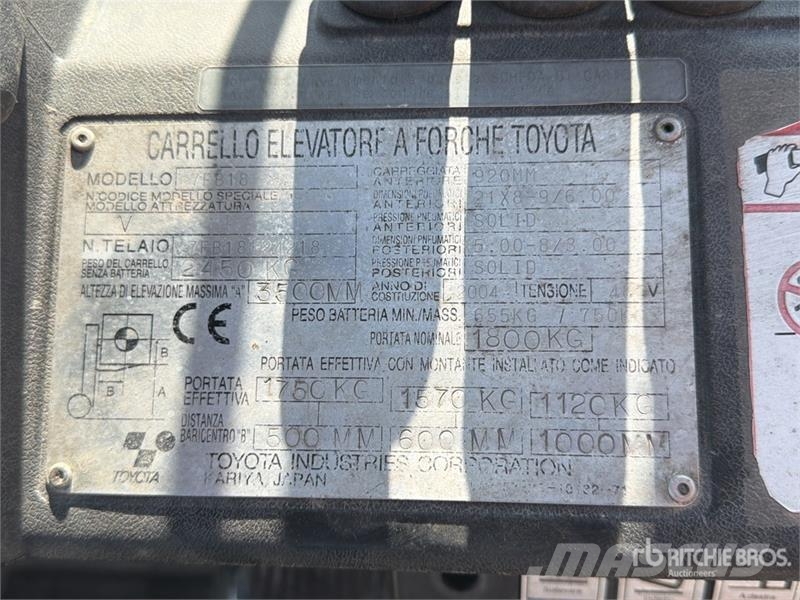 Toyota FB18 1800 kg Electric Forklift Electric forklifts