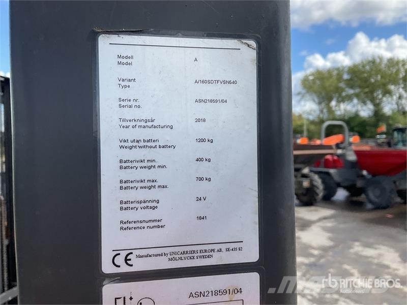 UniCarriers A/160SDTFVSN540 1600 kg Electric Stacker Samohybné vozíky