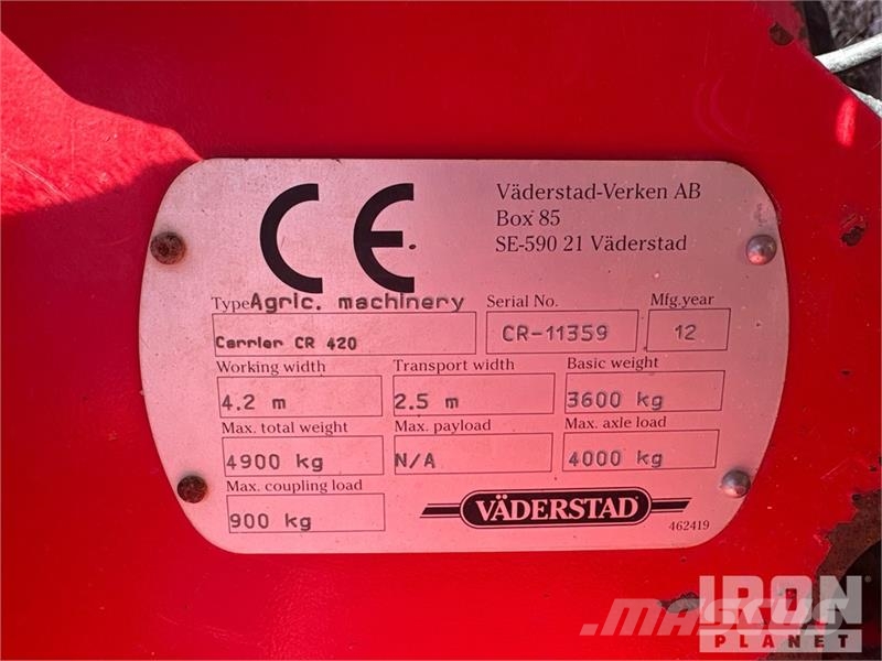 Väderstad CARRIER CR 420 4200 mm Trailed Disc Mower 芝刈り機