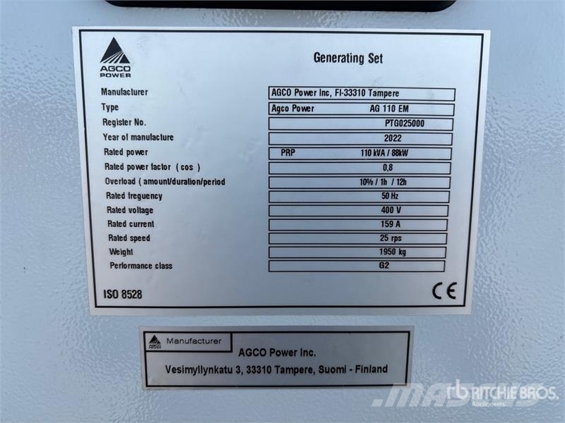 Valtra Genset VG110 88 kW Mobile Generator Set (Unused) Diesel generatoren